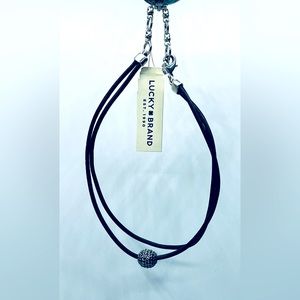 Lucky Brand Choker with leather strap Silver necklace